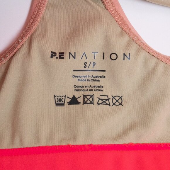 P.E Nation Sports Bra Fitness Active Colourful Box Out  Peach Bloom Small - Picture 10 of 14